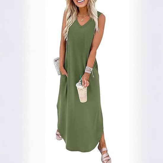 Vacation beach vest dress with pockets