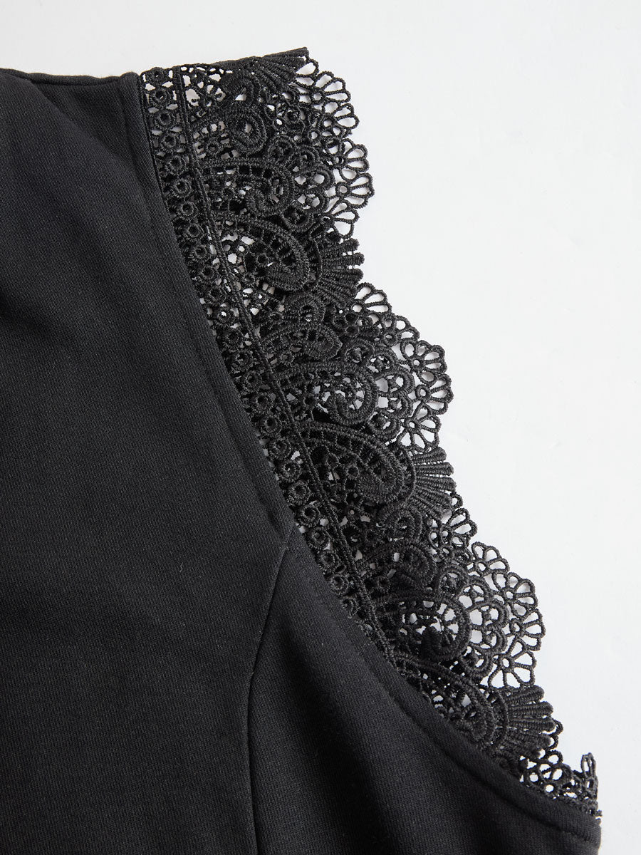 Sporty Retro Lace Striped Black Sleeveless Hooded Jumpsuit