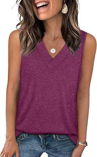 V-neck casual solid color stretch sleeveless vest