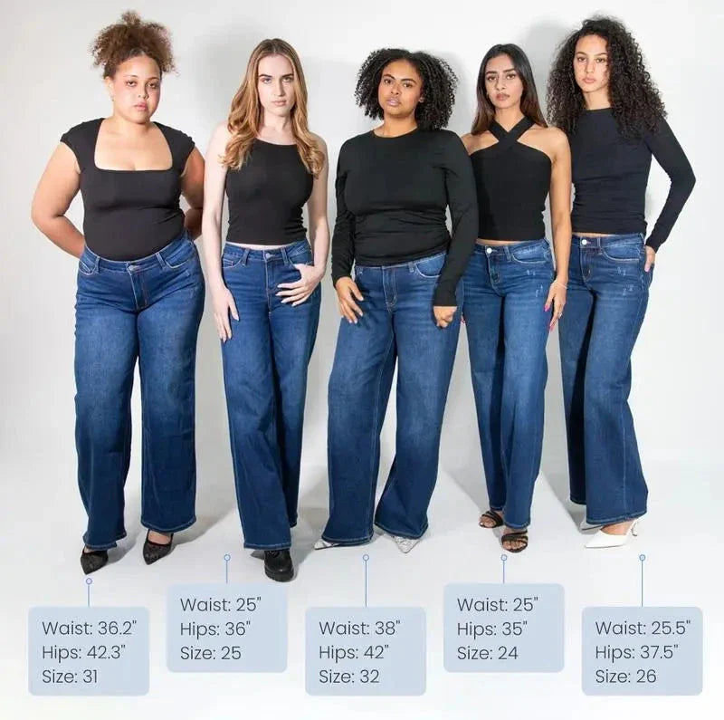 Women's hip-lifting stretch wide-leg jeans