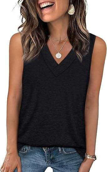 V-neck casual solid color stretch sleeveless vest