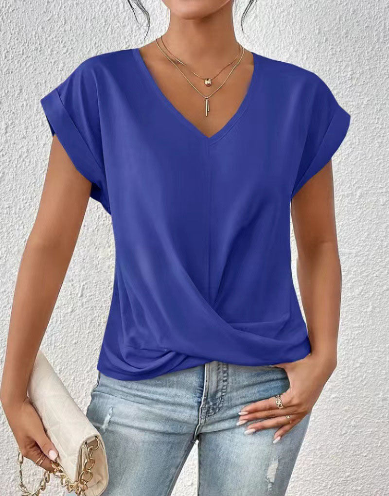 Women's Twisted Hem V-Neck Blouse