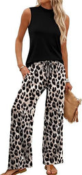 Sleeveless two-piece women's European and American style thin printed casual suit