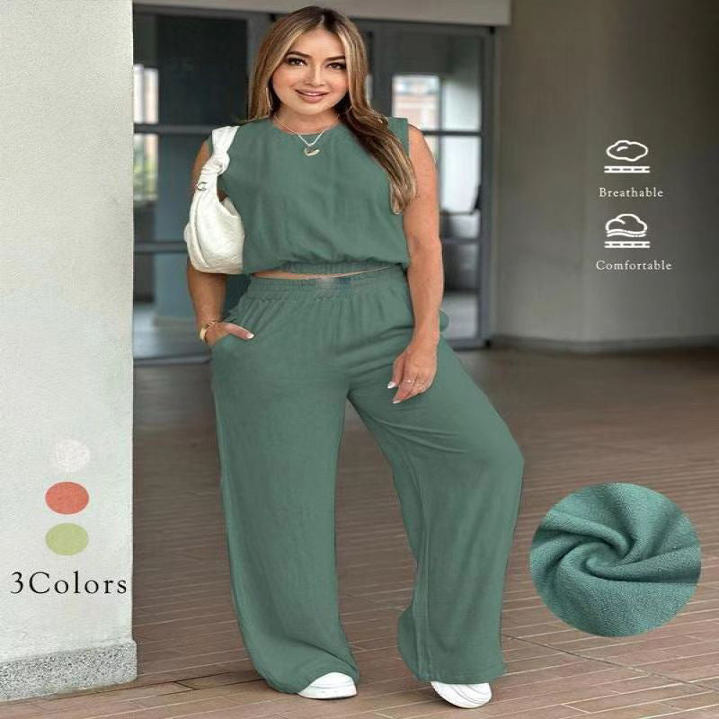 Breathable and versatile T-shirt top and trousers casual set