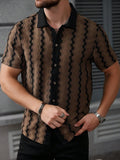 Retro checkered knit short-sleeved shirt