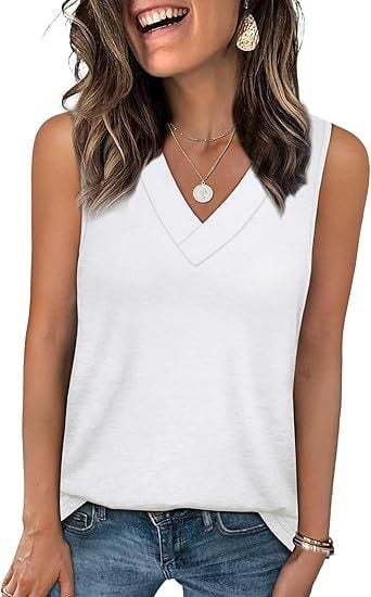 V-neck casual solid color stretch sleeveless vest