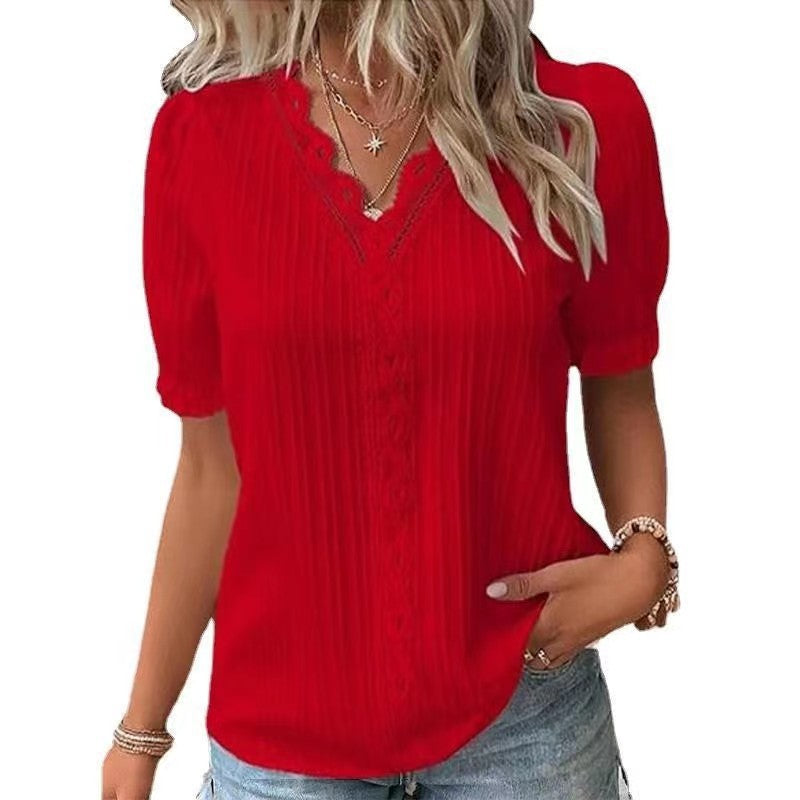 Fashionable hollowed-out short-sleeved shirt