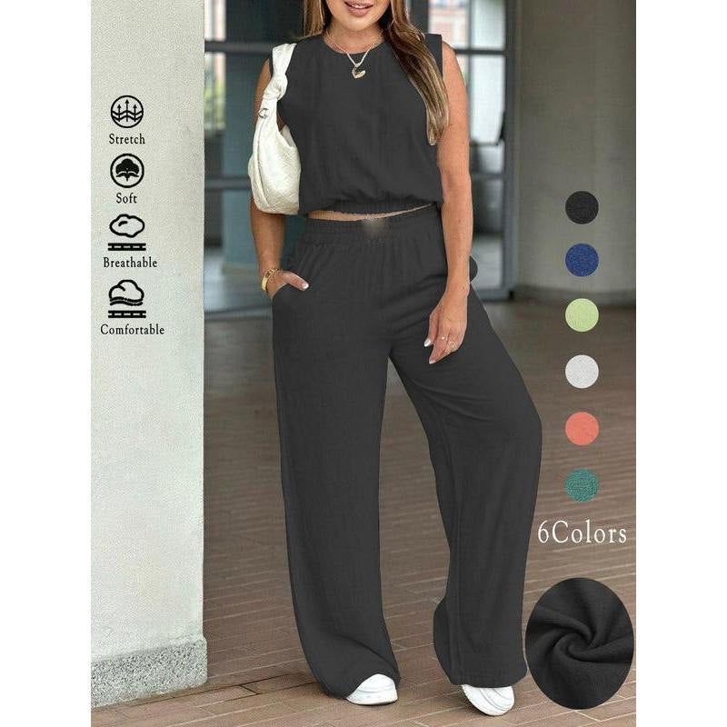 Breathable and versatile T-shirt top and trousers casual set