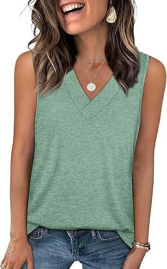 V-neck casual solid color stretch sleeveless vest