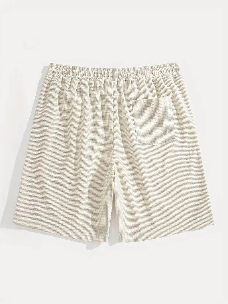 Textured Drawstring Casual Shorts