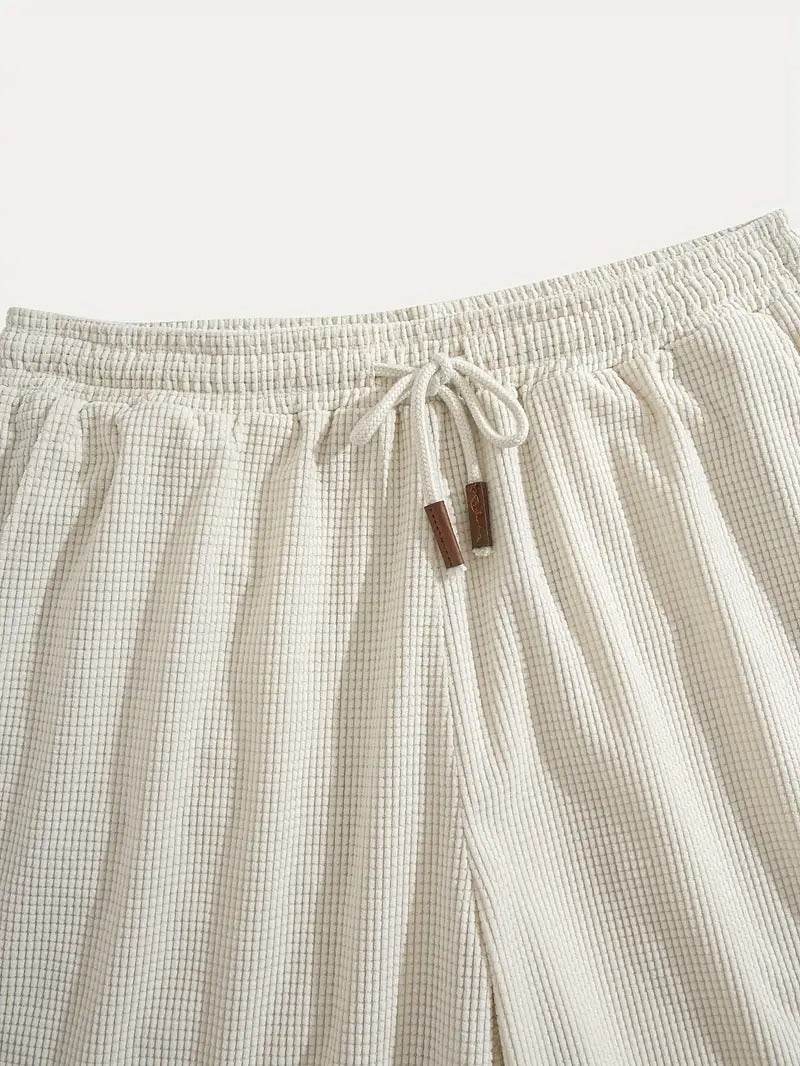 Textured Drawstring Casual Shorts