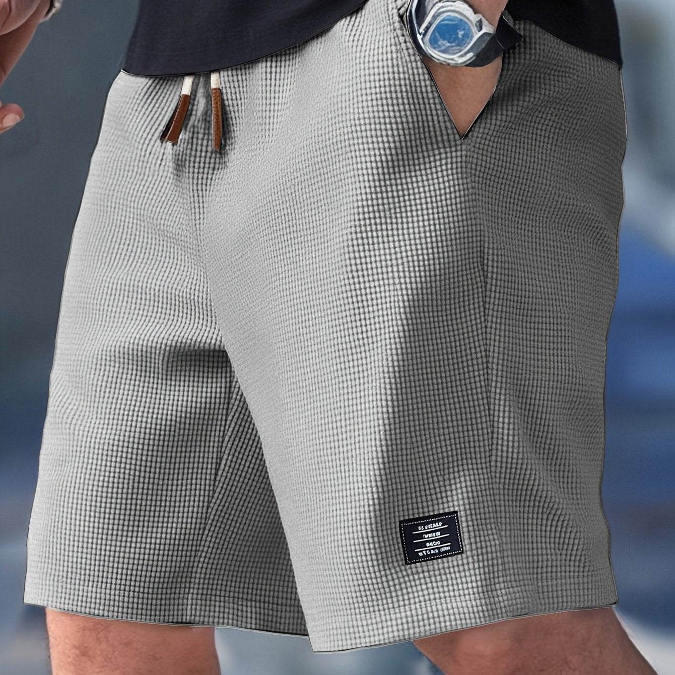 Textured Drawstring Casual Shorts
