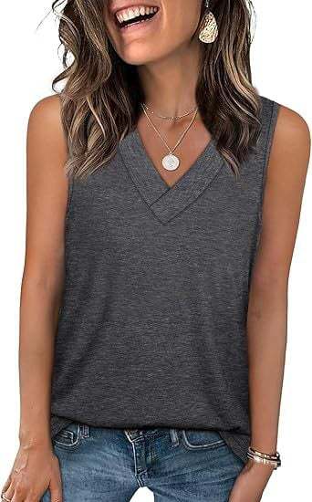 V-neck casual solid color stretch sleeveless vest