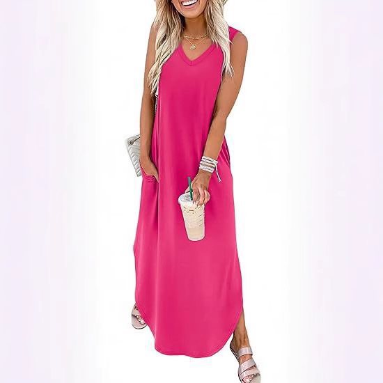 Vacation beach vest dress with pockets