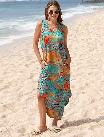 Vacation beach vest dress with pockets