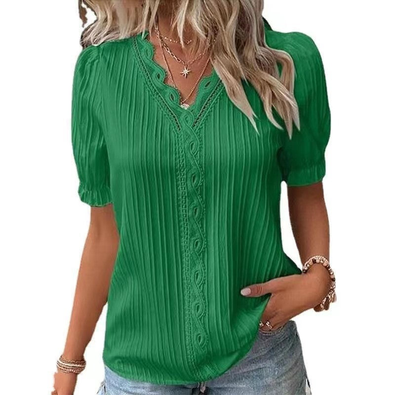 Fashionable hollowed-out short-sleeved shirt