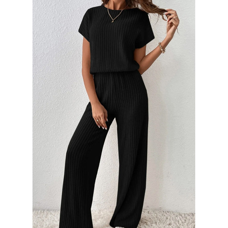 ✨Women's Ribbed Knit Top & Wide-Leg Pants Set
