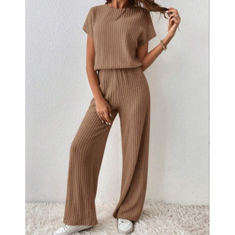 ✨Women's Ribbed Knit Top & Wide-Leg Pants Set