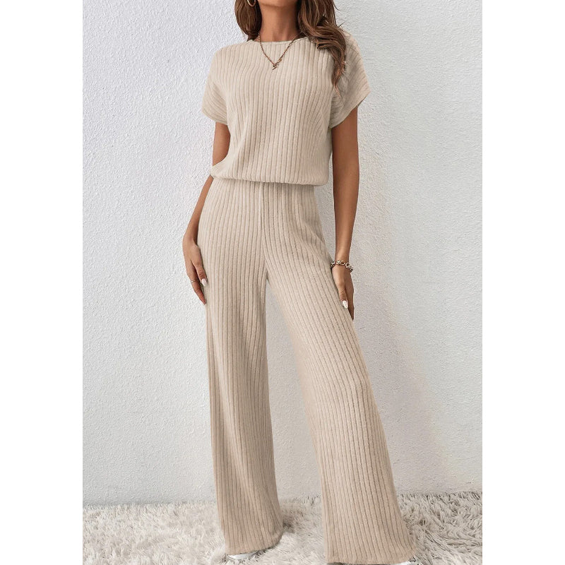 ✨Women's Ribbed Knit Top & Wide-Leg Pants Set