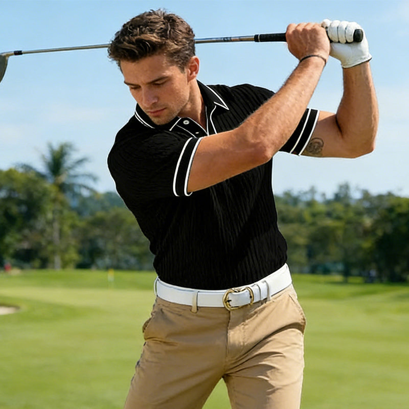 👔 LIMITED-TIME 50% OFF! ⛳ Summer Casual Short Sleeve Polo Shirt – Premium Knit, Contrast Tipping, Breathable 🌴