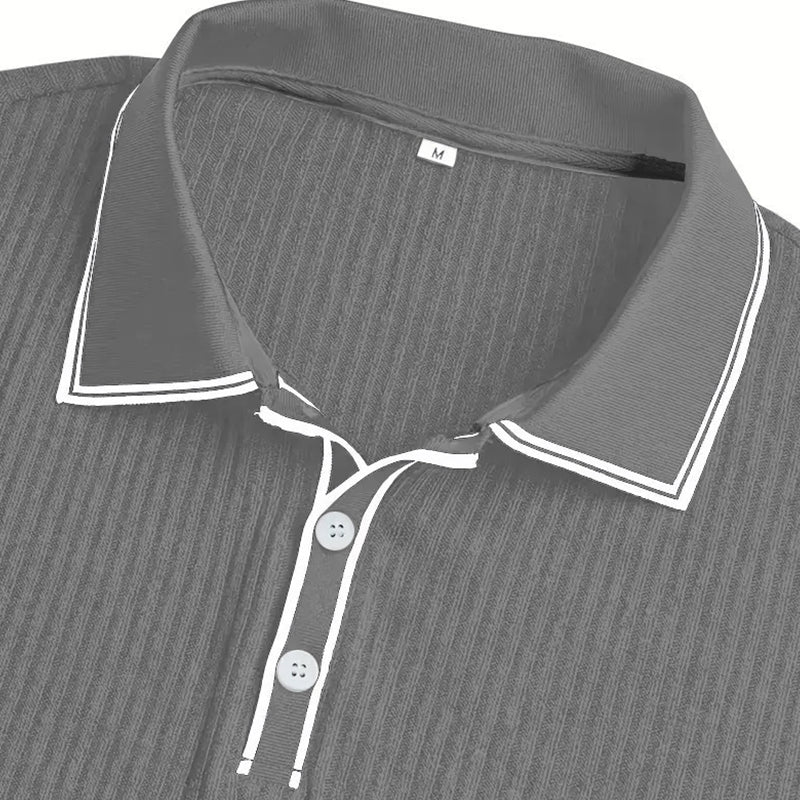 👔 LIMITED-TIME 50% OFF! ⛳ Summer Casual Short Sleeve Polo Shirt – Premium Knit, Contrast Tipping, Breathable 🌴