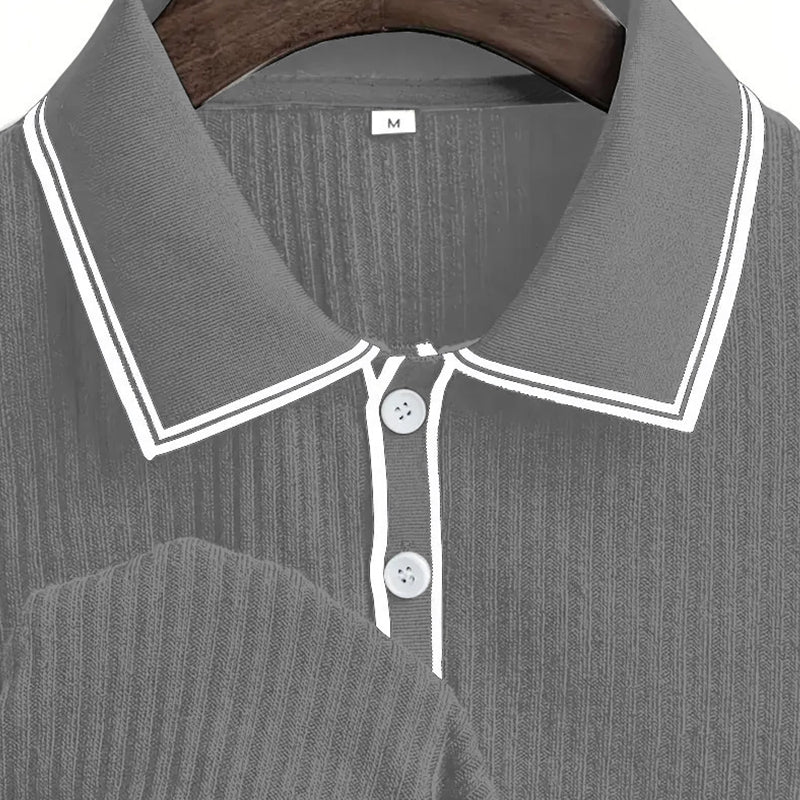 👔 LIMITED-TIME 50% OFF! ⛳ Summer Casual Short Sleeve Polo Shirt – Premium Knit, Contrast Tipping, Breathable 🌴