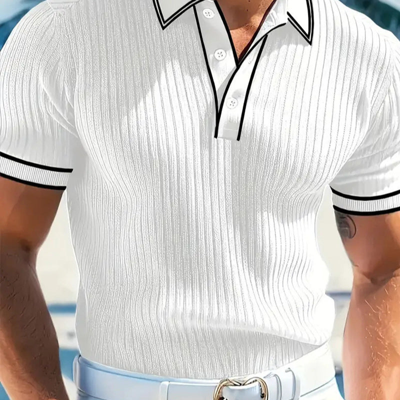 👔 LIMITED-TIME 50% OFF! ⛳ Summer Casual Short Sleeve Polo Shirt – Premium Knit, Contrast Tipping, Breathable 🌴