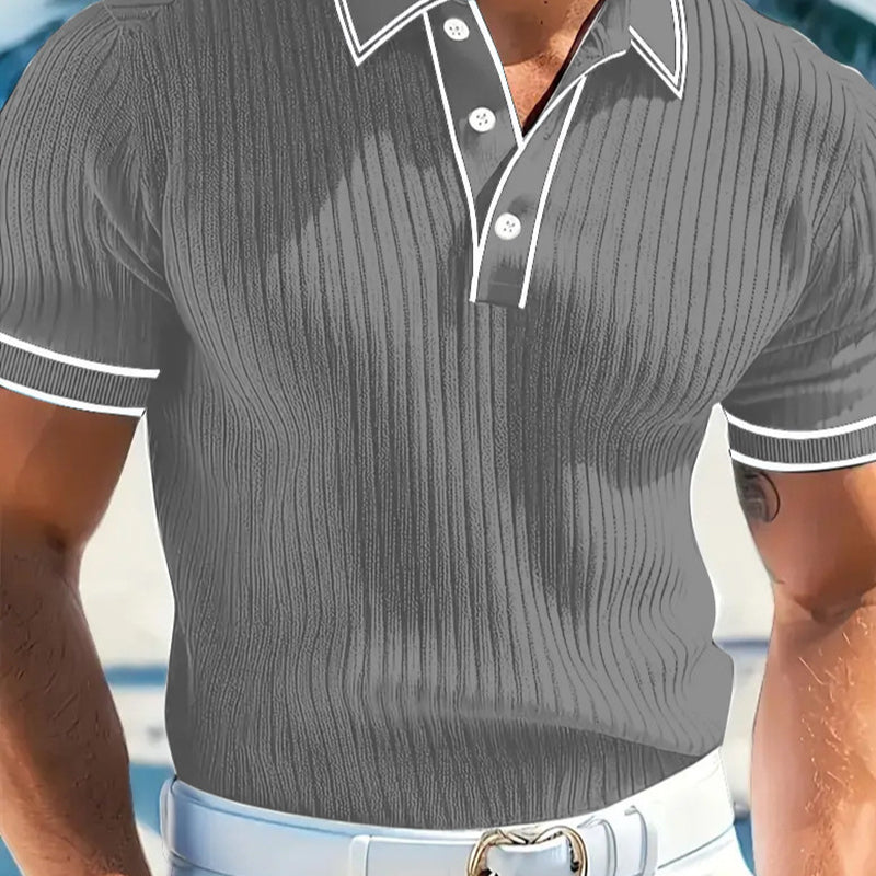 👔 LIMITED-TIME 50% OFF! ⛳ Summer Casual Short Sleeve Polo Shirt – Premium Knit, Contrast Tipping, Breathable 🌴